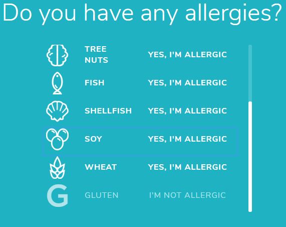  Allergen and Nutrition Tutorial in the MealViewer App.